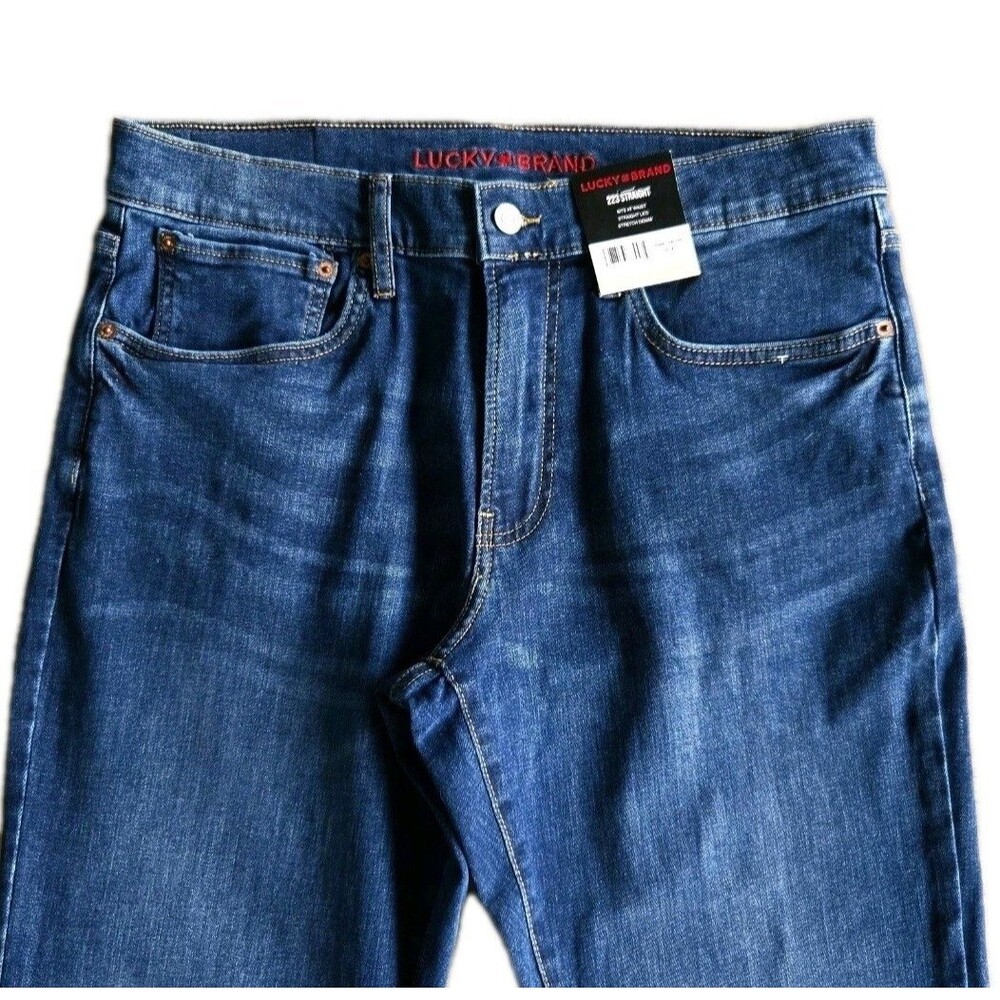 Lucky Brand 34x29 Men's 223 Straight Stretch Classic 5-Pocket Blue Denim Jeans - Picture 8 of 13